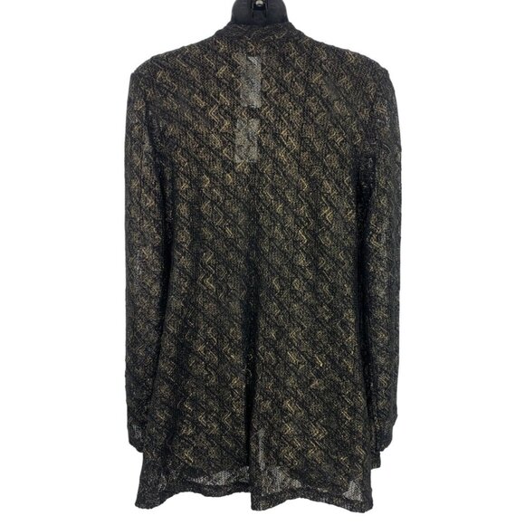 Susan Graver Women Open Front Cardigan Jacket Size Small S Navy Black Gold New - Picture 5 of 9